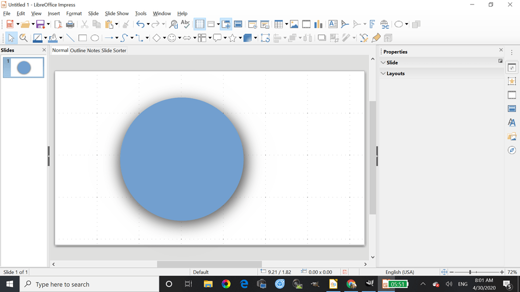 how to make a circle in openoffice drawing