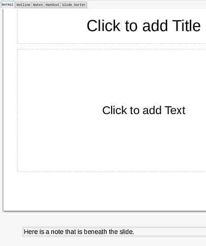 text box beneath a slide