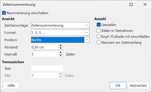 2026-07-22 Zeilenummerierung