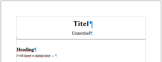 'Before' state with a Title ("Titel"), subtitle ("Untertitel"), heading, and some text