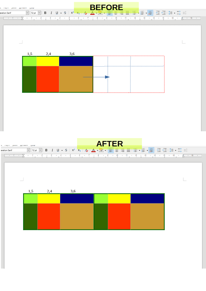 Insert a table exactly next to existing table English Ask LibreOffice