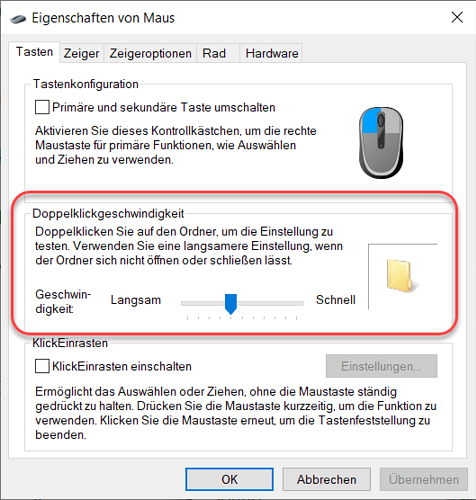 94328 HB Mause Doppelklickgeschwindigkeit