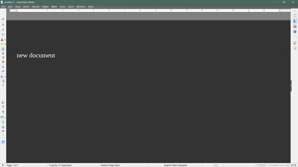 Change of colour (status bar, ruler, side panels) English Ask