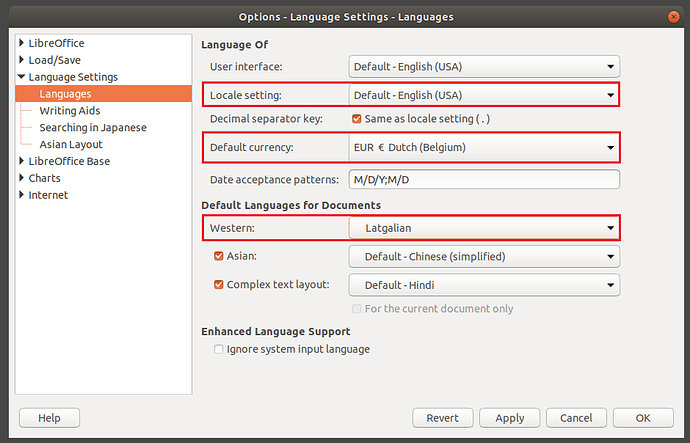 Libreoffice Options