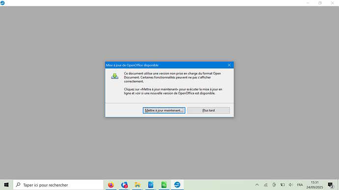 Mise à jour de OpenOffice disponible à partir de LO