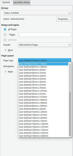 User defined label size