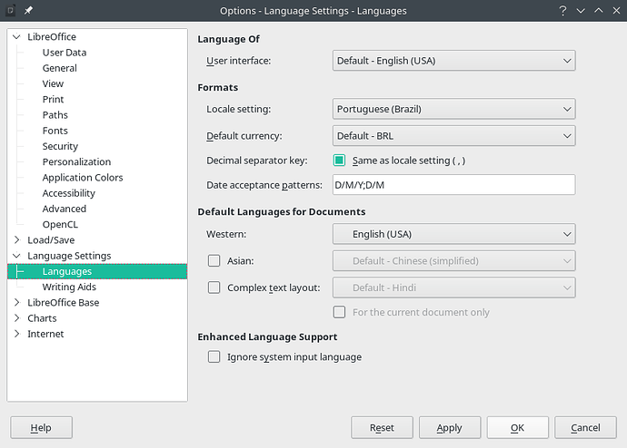 libreoffice language