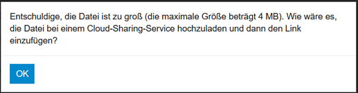 Max Dateigröße zum Hochladen