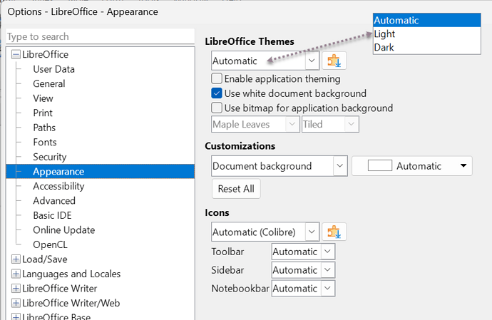 258EN Writer Dialog ToolsOptionsLibreOfficeAppearance
