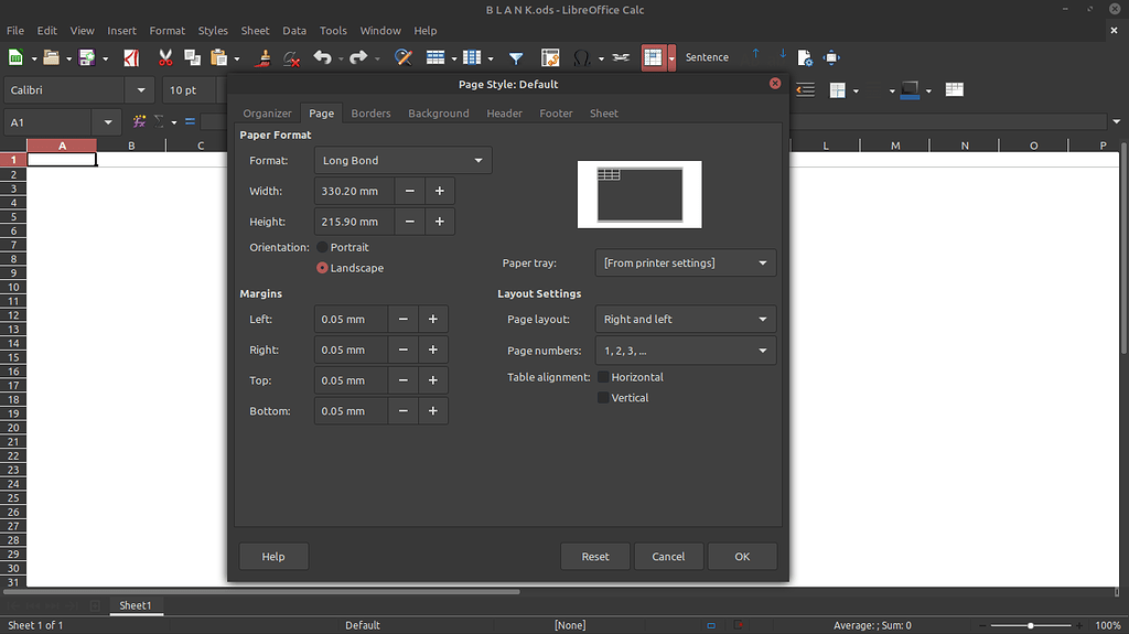Libreoffice Paper Size Default