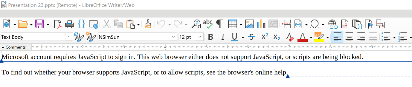 Microsoft account requires JavaScript to login? - English - Ask LibreOffice