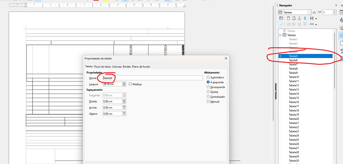 Tabela no libreoffice