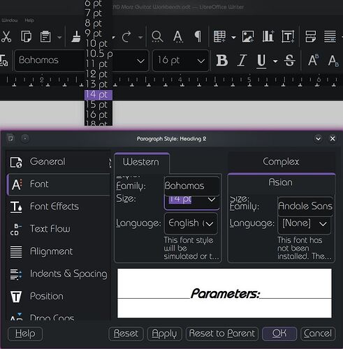 Paragraph Style and Popup
