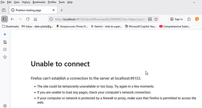 Unable to Connect to Google Local Service