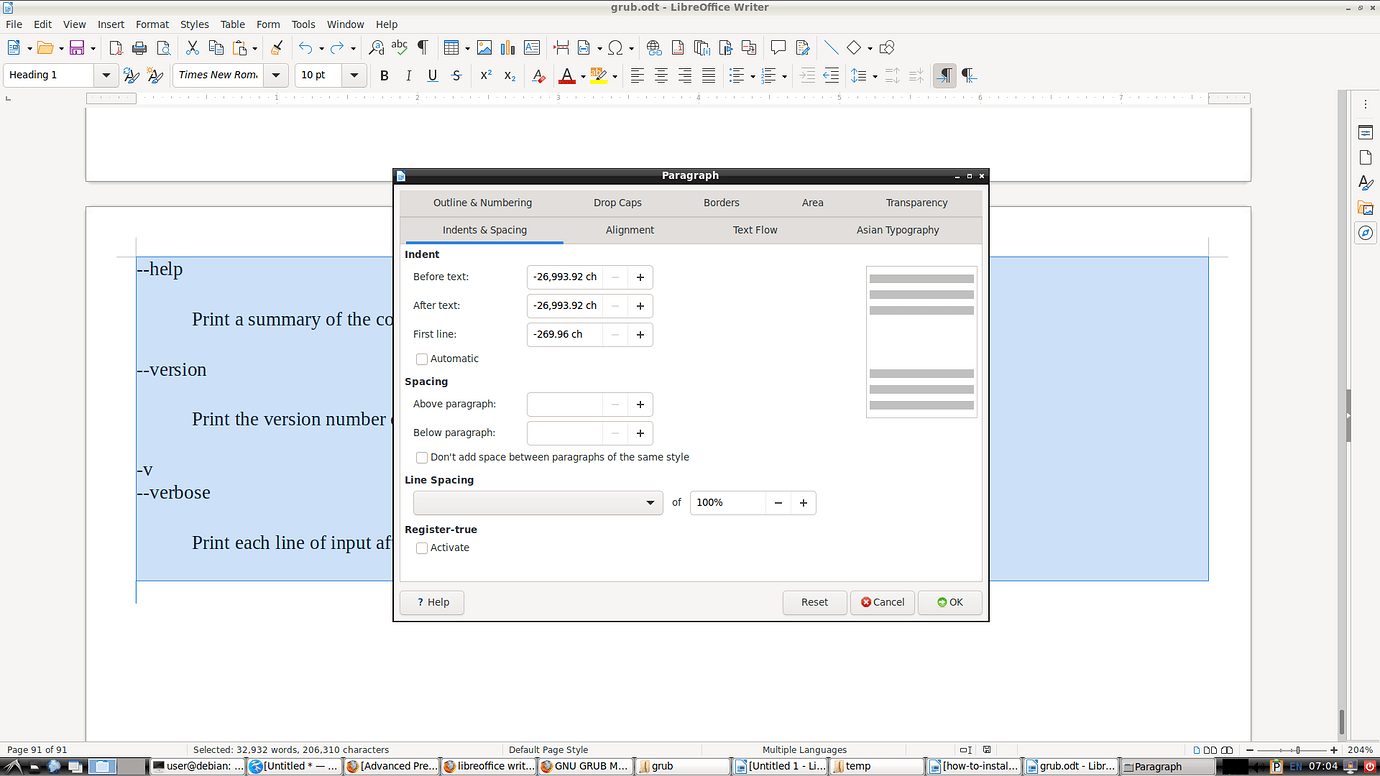 Negative Indentation English Ask LibreOffice