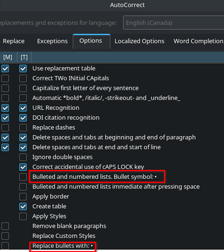 Bullet Change Option