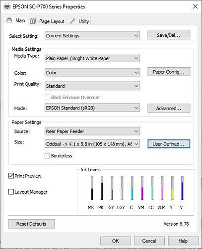 Libre Office print dialog showing wrong size for oddball