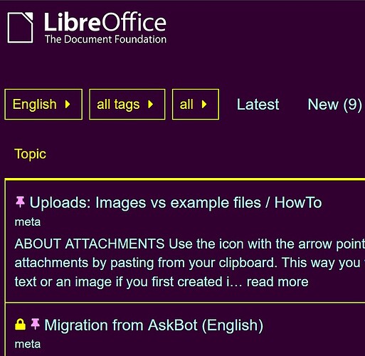 JPG▼➜手順２英語の状態 LibreOfficeのコミュニティのホーム画面