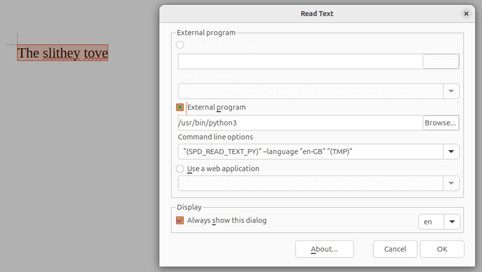 Text with Read Text Config