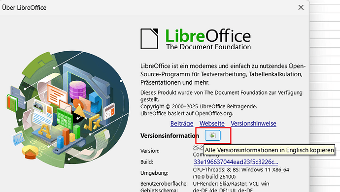 Info - Über LibreOffice