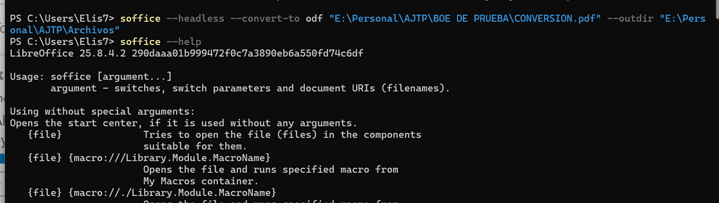 Convert .pdf to .odf with the command line doesn't work - English - Ask ...