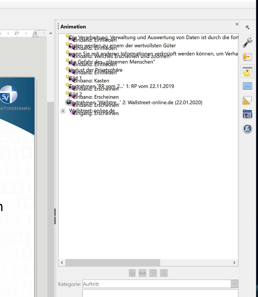 Impress die Animationsliste überlappt und ist unlesbar!!! (4K Monitor) Deutsch Ask LibreOffice