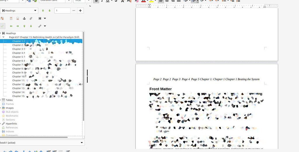 Writer: Headers with chapters & page numbers not excluding on non ...