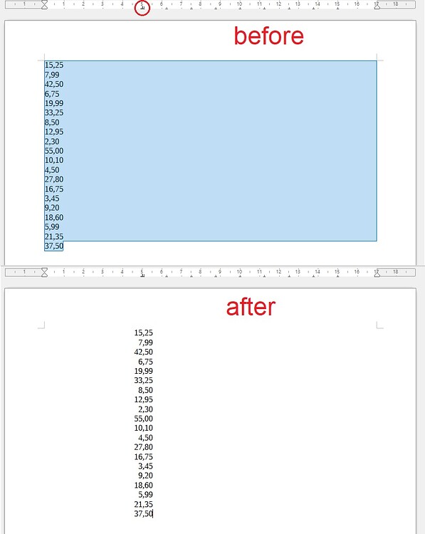 Automated Indentation Decimal Tabulated Amounts - English - Ask LibreOffice