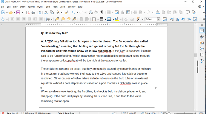Sucessful high- liting of Text in Safe Mode 6-16-2025 LibreOffice