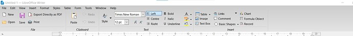 My Usual Libre office toolbar