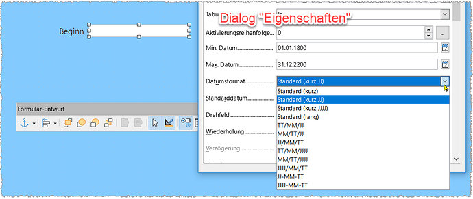 Base - Dialog Eigenschaften Datum