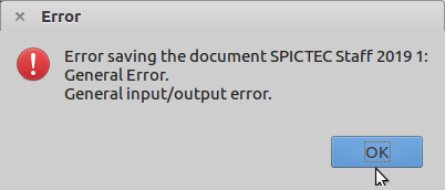Libreoffice-Fehler beim Speichern des Haupteingabe-Ausgabefehlers des Dokuments