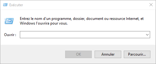 boite de dialogue exécuter Windows 10