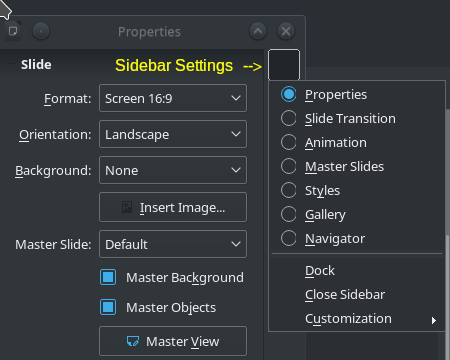 dock and undock menus inkscape