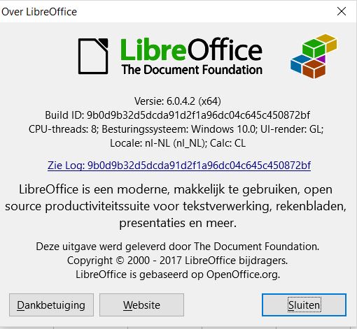 Schermafdruk Over LibreOffice