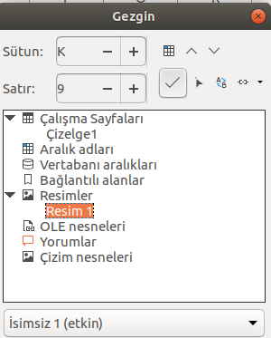 LibreOffice Gezgin penceresi