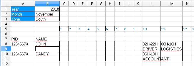 Form sheet after loading data from Data sheet