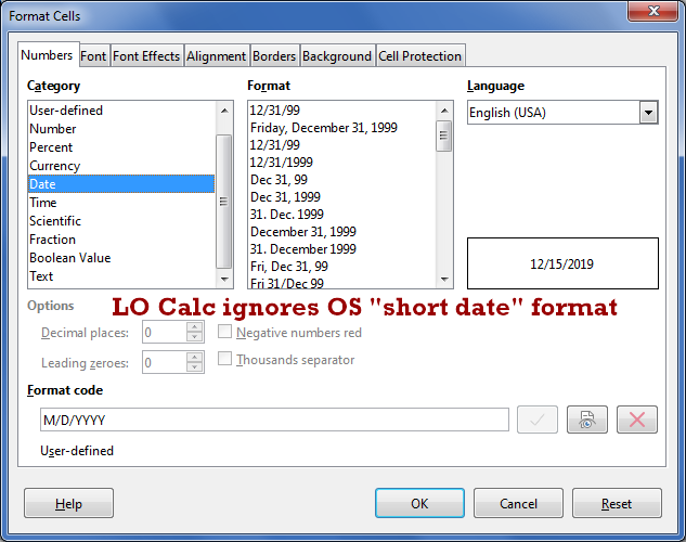 LO Calc Format Cells