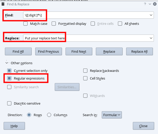 How To Find And Replace A String Including Wildcards In Calc English 