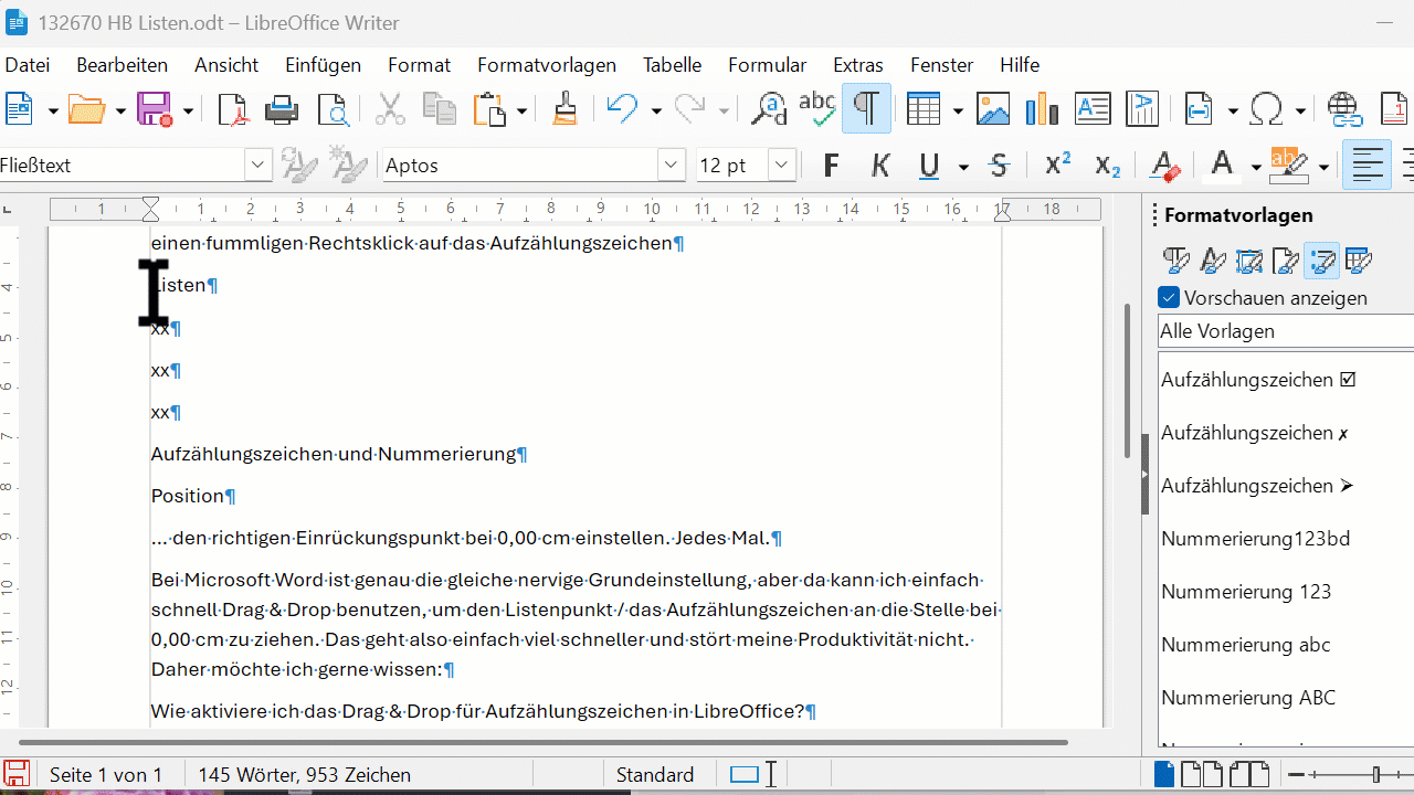 132670 HB Vorlage zuordnen
