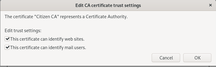 Edit CA certificate trust settings