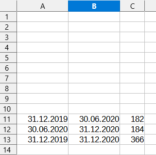 Calc - Tage berechnen