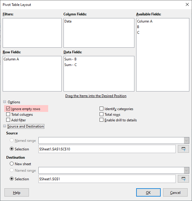 Calc hide empty rows in stacked area graph English Ask