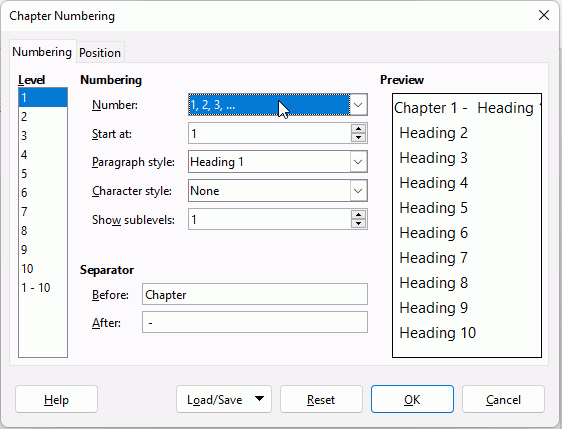 ChapterNumbering