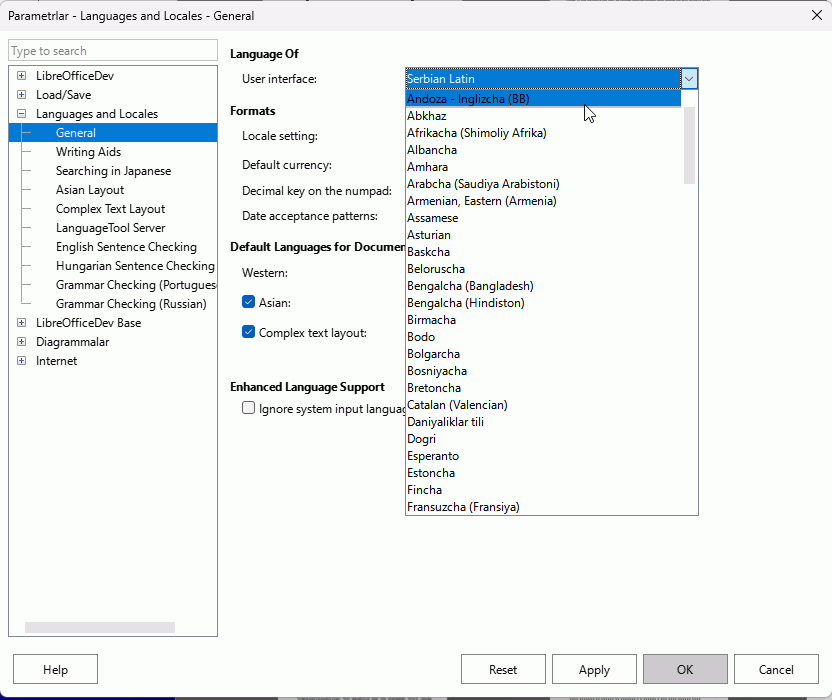 LatinUserInterfaceToEnglish