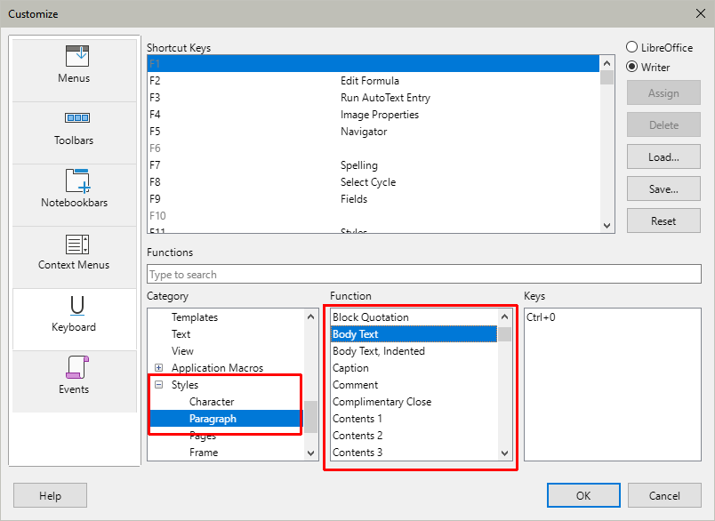 How assign shortcut keys to custom styles in Writer - English - Ask ...