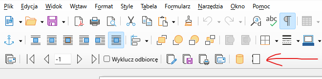Mail merge toolbar in Writer