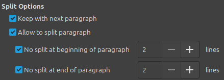 Paragraph style, text flow