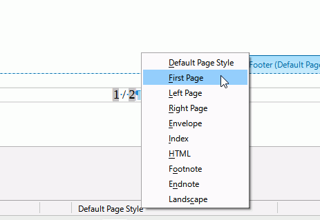 SetFirstPageStyle