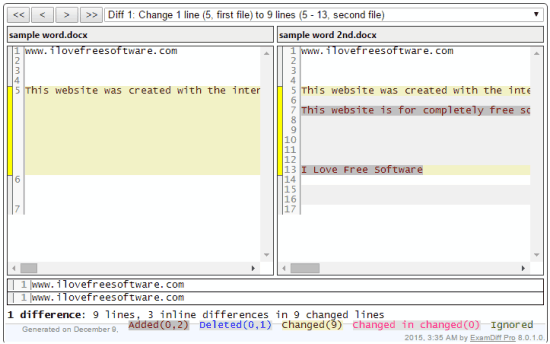 free word doc file comparison tool